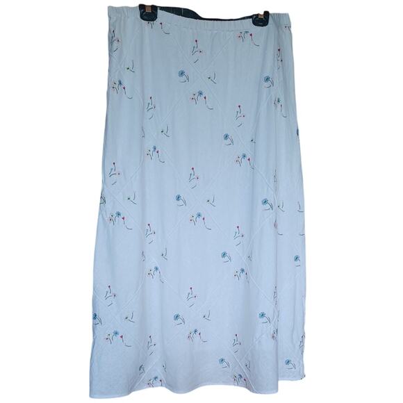 Susan Graver Maxi Skirt White Embroidered Floral Pattern Linen Blend Women's XL - Picture 2 of 7